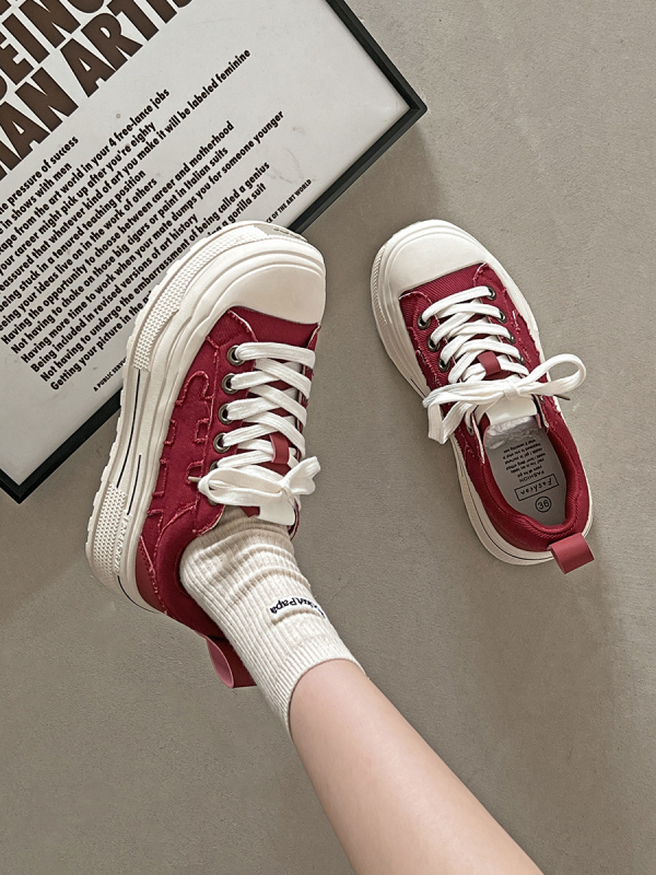 Dámske tenisky s retro hrubou podrážkou, na šnúrky, 0–1 cm výška päty, gumová podrážka, vrchná vrstva z umelej plyšovej látky