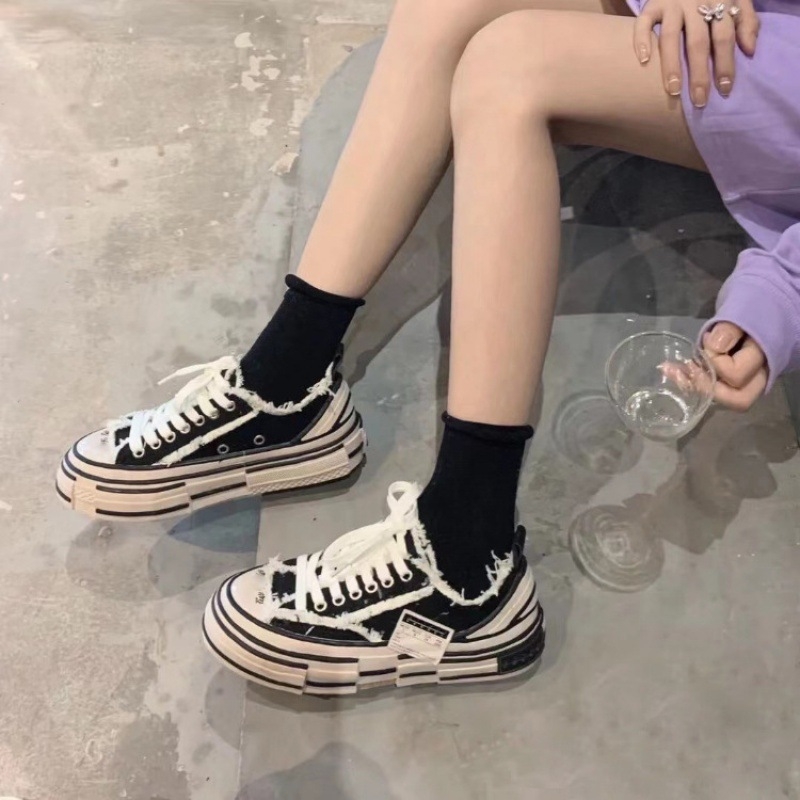 Unisex platnene espadrile, okrugla prst, vezanje, prugasti uzorak, debela đon 3-5 cm