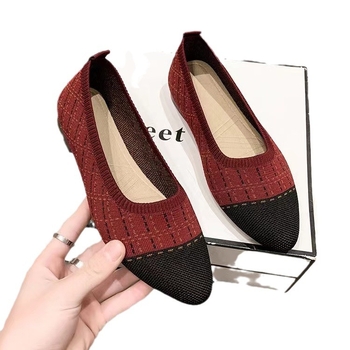 Ženske udobne lazy shoes - prozračni vrh od fly weaving, mrežasta podstava, gumeni potplat, tekstilna uložak, slip-on (bez vezivanja), ljeto-proljeće