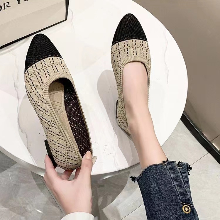 Ženske udobne lazy shoes - prozračni vrh od fly weaving, mrežasta podstava, gumeni potplat, tekstilna uložak, slip-on (bez vezivanja), ljeto-proljeće