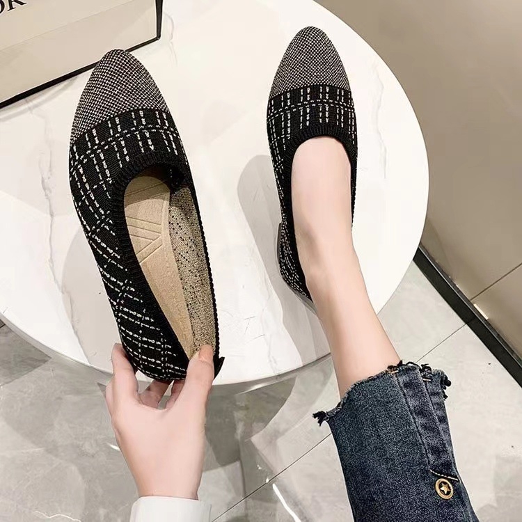 Ženske udobne lazy shoes - prozračni vrh od fly weaving, mrežasta podstava, gumeni potplat, tekstilna uložak, slip-on (bez vezivanja), ljeto-proljeće