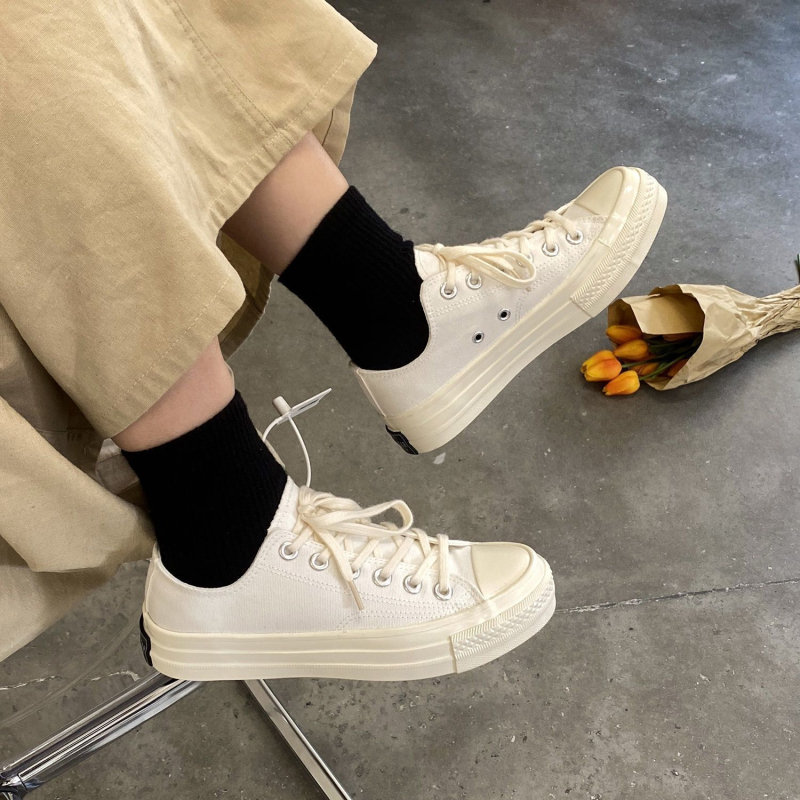 Platnene tenisice - korejskog stila Ulzzang Harajuku retro, niskog profila, vezanje, gumena potplat