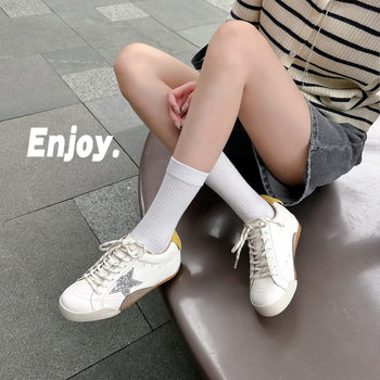 Ženske casual platform cipele s skrivenom 6–8 cm visinom povećanja pete; kožni gornji dio; Ultra-Fine Fiber ulošak; gumena potplat; vezanje