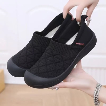 Ženske slip-on tenisice s protukliznom mekom potplatom, okrugla prednja, gornji dio od pamuka, kompozitna potplata, nizak potplat 1–3 cm
