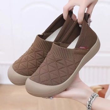 Ženske slip-on tenisice s protukliznom mekom potplatom, okrugla prednja, gornji dio od pamuka, kompozitna potplata, nizak potplat 1–3 cm