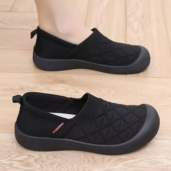 Ženske slip-on tenisice s protukliznom mekom potplatom, okrugla prednja, gornji dio od pamuka, kompozitna potplata, nizak potplat 1–3 cm