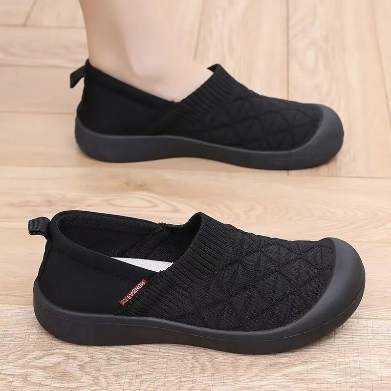 Ženske slip-on tenisice s protukliznom mekom potplatom, okrugla prednja, gornji dio od pamuka, kompozitna potplata, nizak potplat 1–3 cm