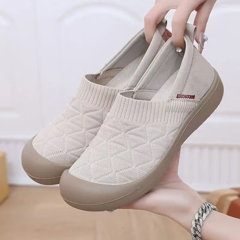 Ženske slip-on tenisice s protukliznom mekom potplatom, okrugla prednja, gornji dio od pamuka, kompozitna potplata, nizak potplat 1–3 cm