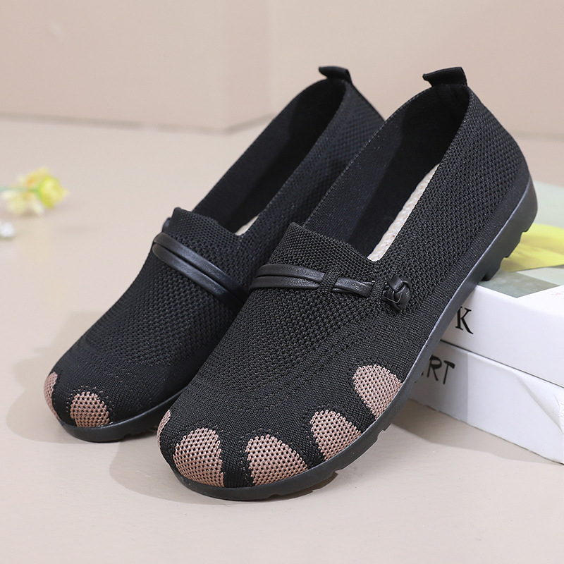 Ženske slip-on loafers bez vezica — okrugli vrh, prozračan pamuk gornji dio, PVC potplat injekcijskom tehnologijom
