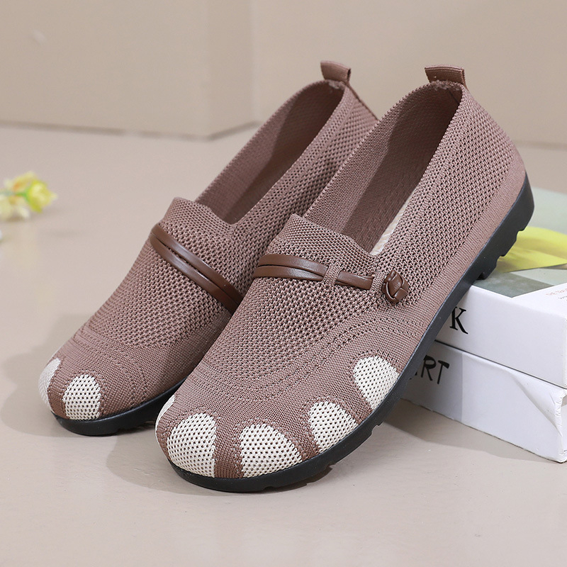 Ženske slip-on loafers bez vezica — okrugli vrh, prozračan pamuk gornji dio, PVC potplat injekcijskom tehnologijom