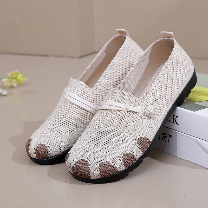 Ženske slip-on loafers bez vezica — okrugli vrh, prozračan pamuk gornji dio, PVC potplat injekcijskom tehnologijom