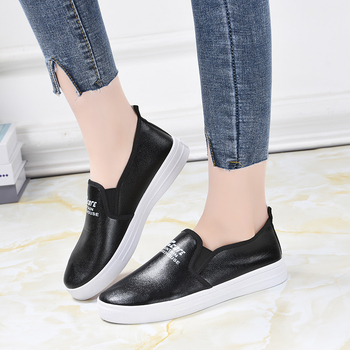 Ženske casual slip-on tenisice, okrugla nosna točka, PU kožni gornji dio, niski profil, injekcijska potplat