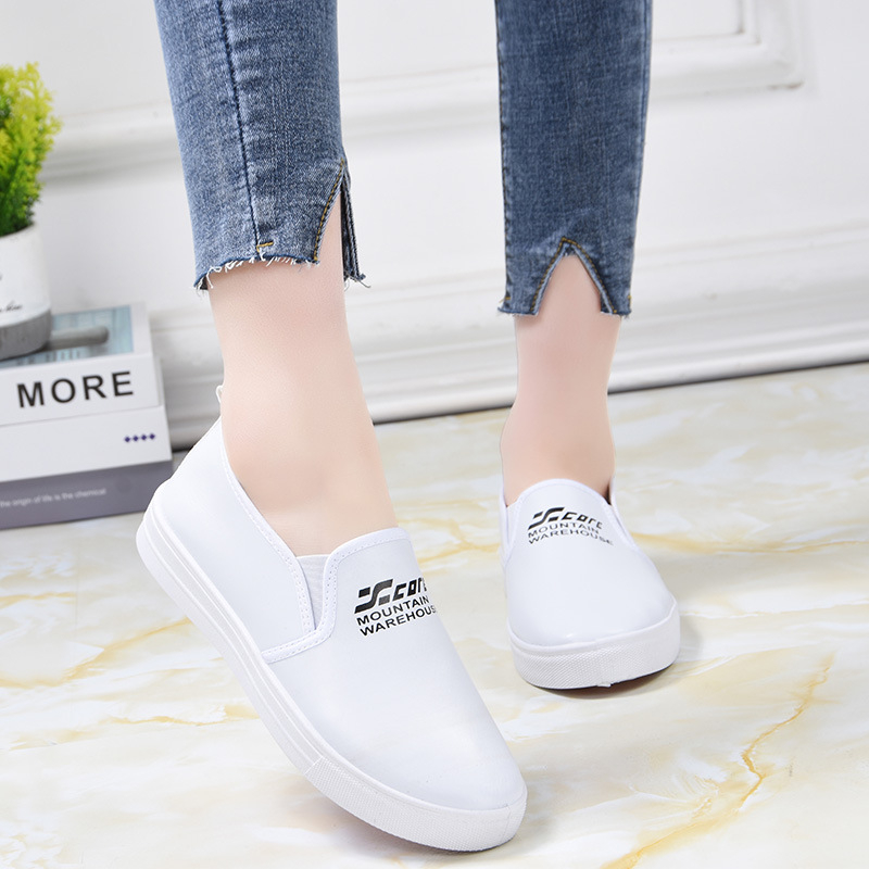Ženske casual slip-on tenisice, okrugla nosna točka, PU kožni gornji dio, niski profil, injekcijska potplat