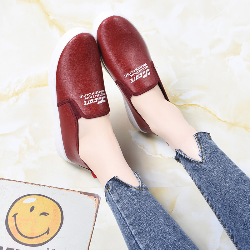 Ženske casual slip-on tenisice, okrugla nosna točka, PU kožni gornji dio, niski profil, injekcijska potplat