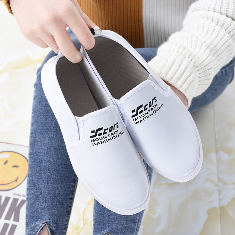 Ženske casual slip-on tenisice, okrugla nosna točka, PU kožni gornji dio, niski profil, injekcijska potplat