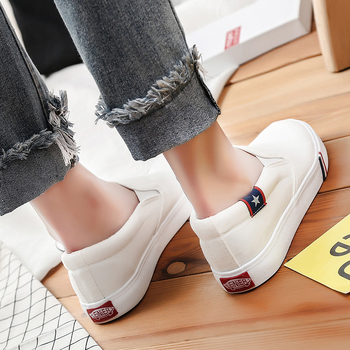 Rainier platnene Slip-On tenisice, bijele, unisex, korejskog stila, proljeće, prozračne, vulkanizirana potplat