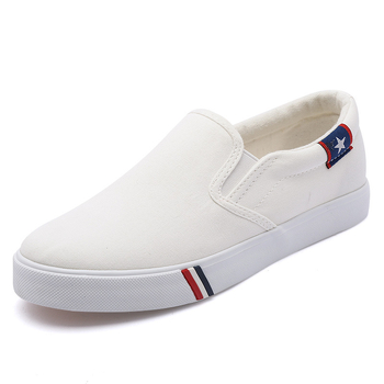 Rainier platnene Slip-On tenisice, bijele, unisex, korejskog stila, proljeće, prozračne, vulkanizirana potplat