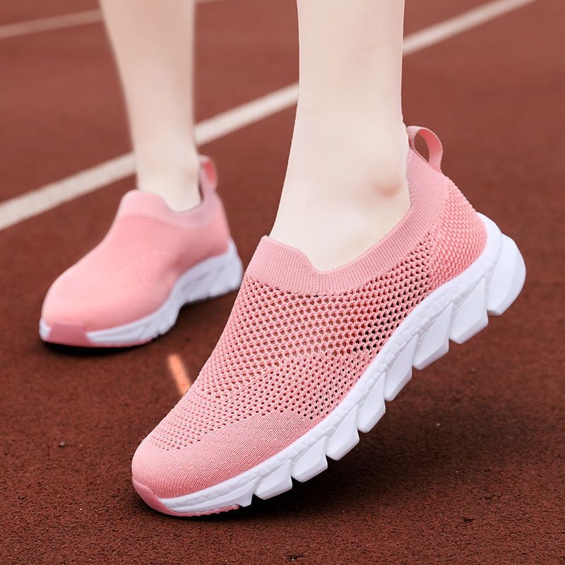 Ženske mrežaste tenisice, prozračan gornji dio, okrugli vrh, slip-on dizajn, mekani đon, niski pet 1-3 cm