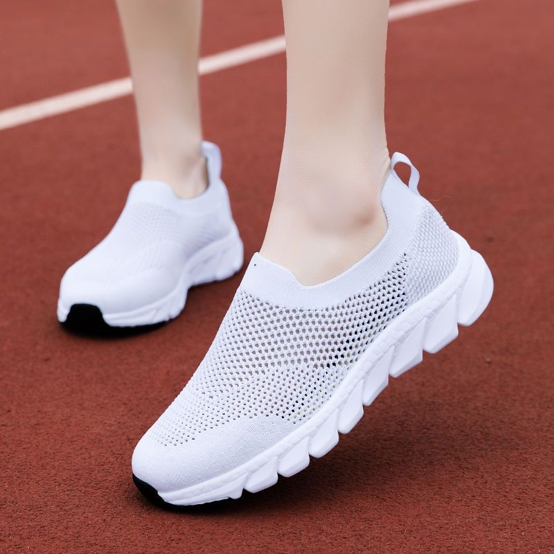 Ženske mrežaste tenisice, prozračan gornji dio, okrugli vrh, slip-on dizajn, mekani đon, niski pet 1-3 cm