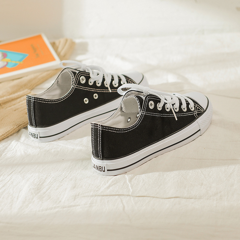 Far Step Ljetne platnene tenisice – Prozračne, niske, unisex, potpuno crne