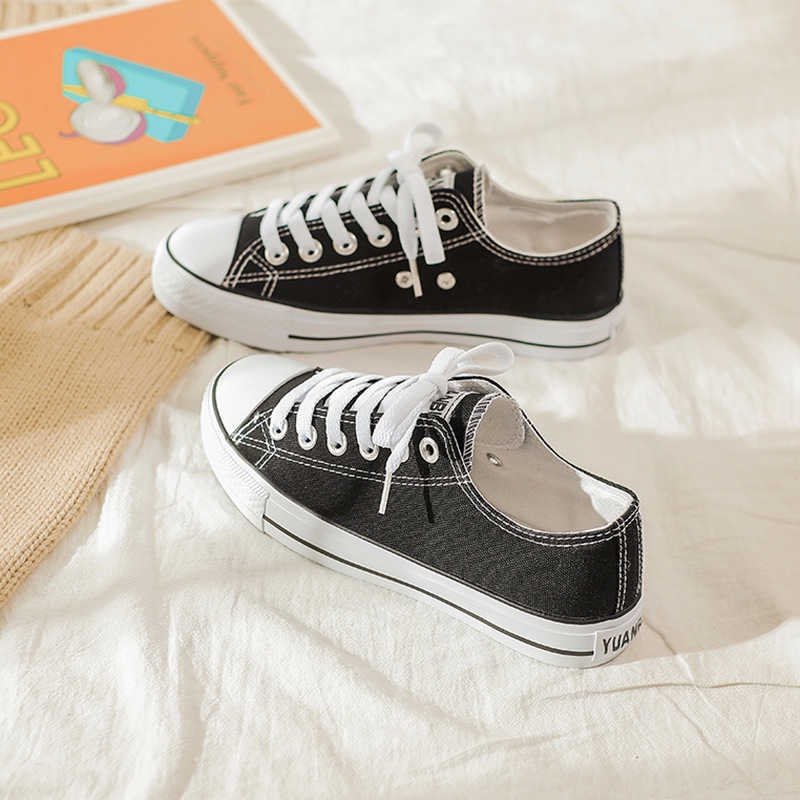 Far Step Ljetne platnene tenisice – Prozračne, niske, unisex, potpuno crne