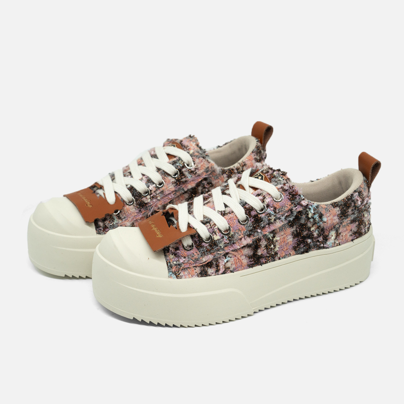 Unisex platnene tenisice, okrugla prst, niski gornji dio, spojena potplat, 3–5 cm peta, Yichu