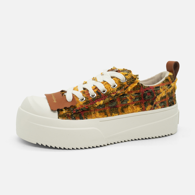 Unisex platnene tenisice, okrugla prst, niski gornji dio, spojena potplat, 3–5 cm peta, Yichu