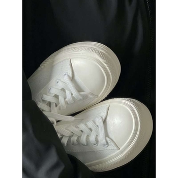 Женски платнени обувки в японски стил, нисък връх, връзки, гумена подметка