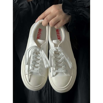 Женски платнени обувки в японски стил, нисък връх, връзки, гумена подметка