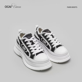 Дамски платнени обувки с височина 3–7 см, балонова подметка, връзки