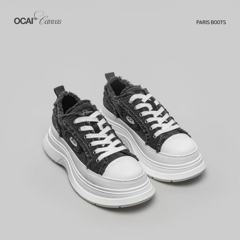 Дамски платнени обувки с височина 3–7 см, балонова подметка, връзки