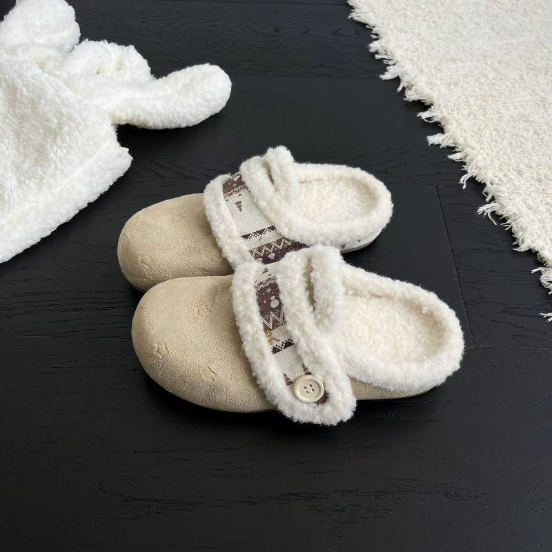 Женски нисък връх обувки с набук горна част, плюшена подплата и памучна вътрешност, каишка Birkenstock стил, гумена подметка