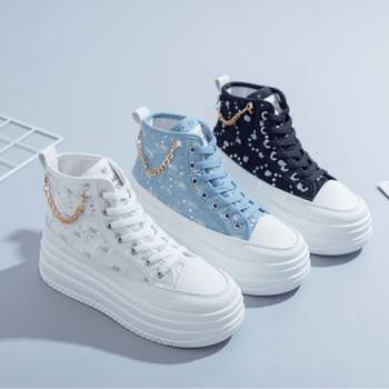 Ženske platnene tenisice s denim uzorkom, vezanje, povećanje visine 3–7 cm