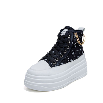 Ženske platnene tenisice s denim uzorkom, vezanje, povećanje visine 3–7 cm