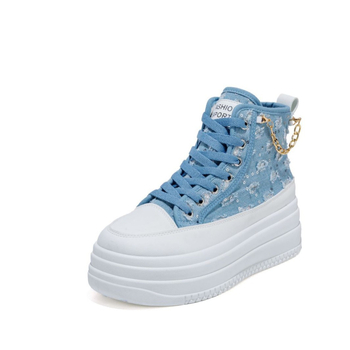 Ženske platnene tenisice s denim uzorkom, vezanje, povećanje visine 3–7 cm