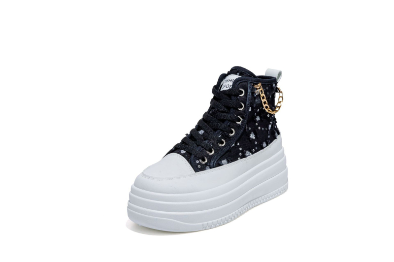 Ženske platnene tenisice s denim uzorkom, vezanje, povećanje visine 3–7 cm
