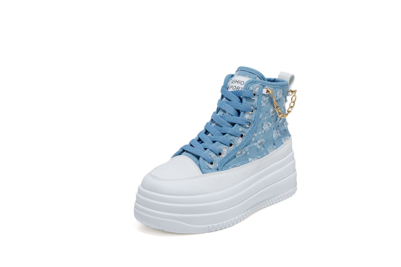 Ženske platnene tenisice s denim uzorkom, vezanje, povećanje visine 3–7 cm