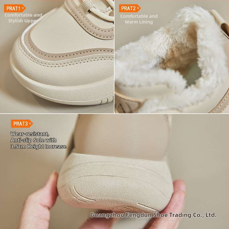 Dámske mid-top tenisky s PU vrchnou, vnútorný materiál z umelej plyše, gumová podrážka, kruhová špička, výška podpätku 3–5 cm