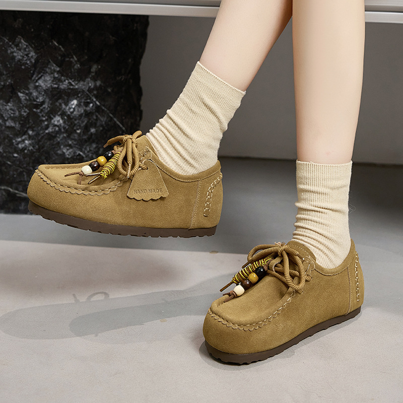 Ženské platformové tenisky inšpirované Birkenstock, hrubá podrážka 3-5 cm, horná časť z hovädzej semi, okrúhla špička, viazanie vpredu, gumová podrážka