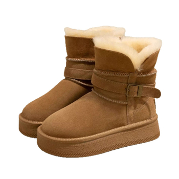 Женски снегоботи от набук, водоустойчиви, нехлъзгаща се подметка, вътрешна вълнена подплата, висока горна част, дебела подметка (водоустойчиви; нехлъзгаща се подметка; вътрешна вълнена подплата; висока горна част; дебела подметка)