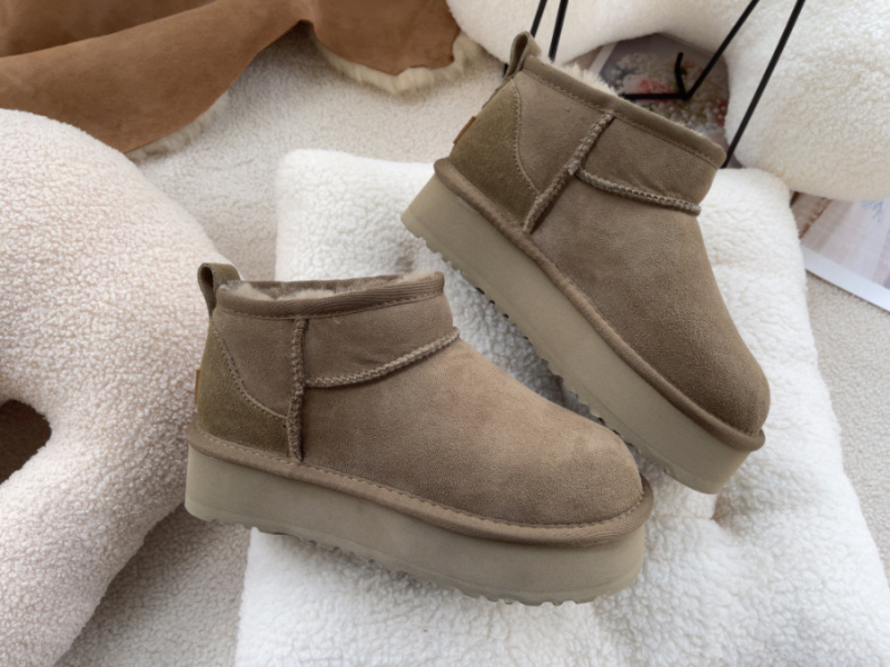 Botine de iarnă pentru femei, talpă cu platformă de 4 cm, căptușite cu lână de miel, talpă internă cu lână, gleznă scurtă, vârf rotund