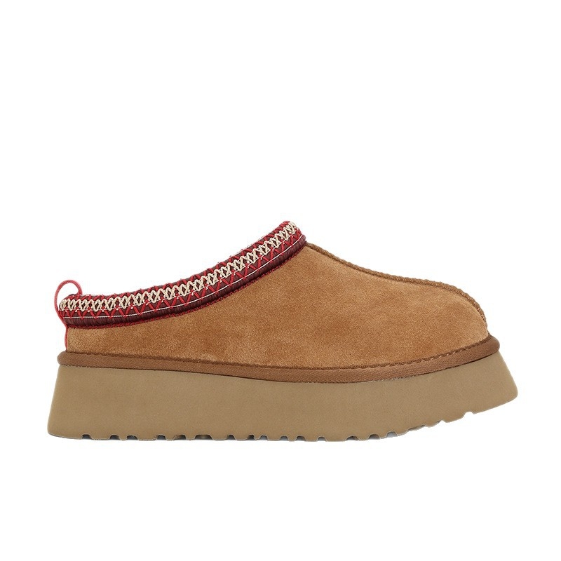 Ženske zimske čizme za snijeg s nubuk gornjim dijelom, unutarnja umjetna kosa, pjenasti gumeni đon, 4 cm platforma, slip-on