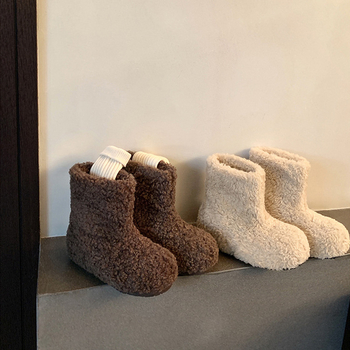 Снежни ботуши (Горна част: плюш, Подплата: изкуствена козина, Висока горна част, Гумена подметка, Зима)