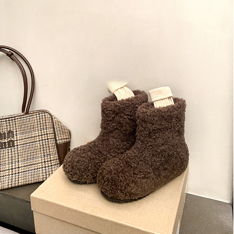 Снежни ботуши (Горна част: плюш, Подплата: изкуствена козина, Висока горна част, Гумена подметка, Зима)