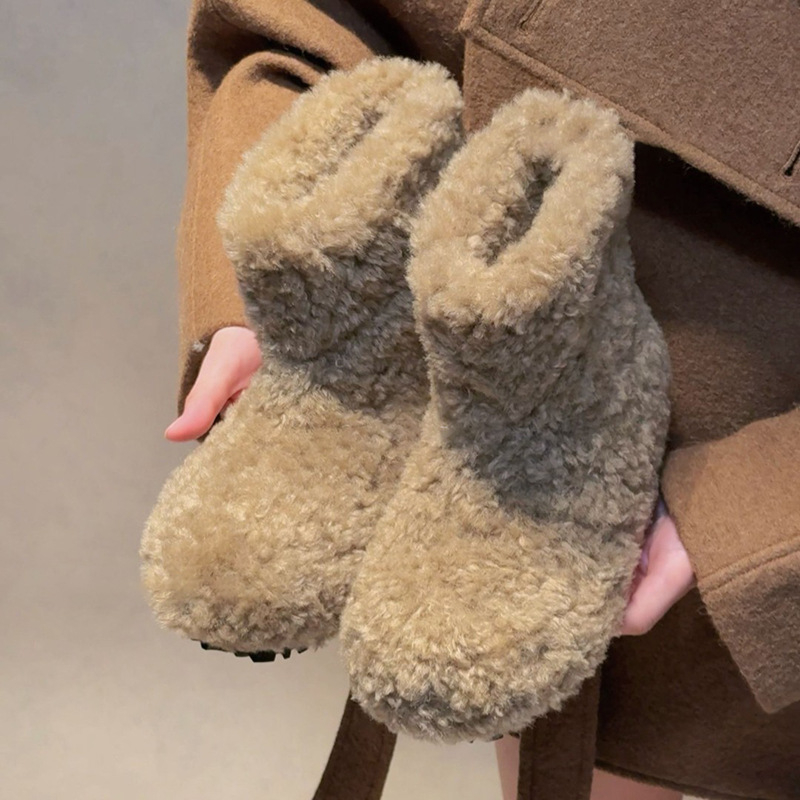 Снежни ботуши (Горна част: плюш, Подплата: изкуствена козина, Висока горна част, Гумена подметка, Зима)