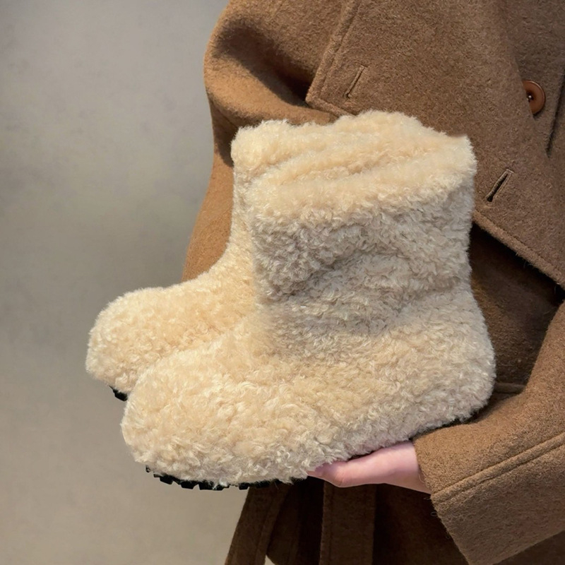 Снежни ботуши (Горна част: плюш, Подплата: изкуствена козина, Висока горна част, Гумена подметка, Зима)