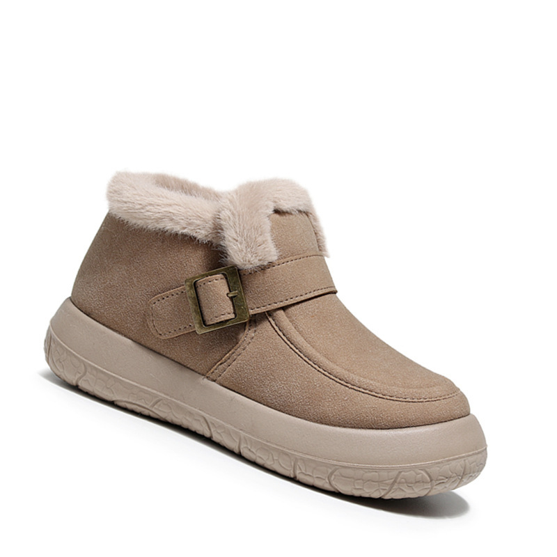 Зимни дамски памучни обувки, подплатени изкуствен пух, средна височина горна част, подметка от полиуретан