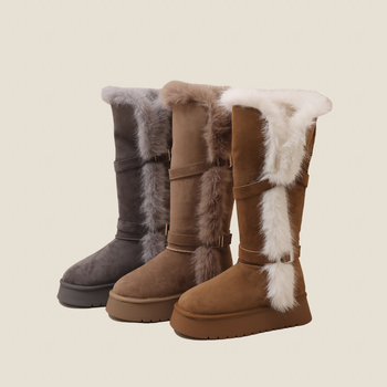 Dámske zimné čižmy, vysoký vrch, hrubá podrážka, vnútro zo zmesi vlny, vonkajšia časť z rozdelenej kože, gumová podrážka, zima