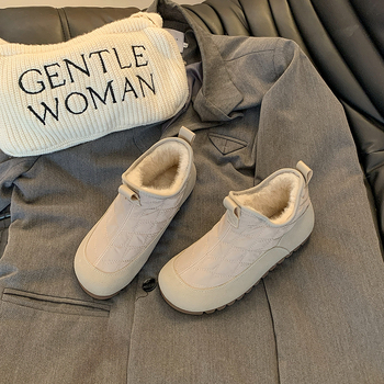 Ženske zimske cipele od pamuka s flis unutrašnjošću, visok gornji dio, okrugli nos, gumeni potplat, umjetno krzno iznutra