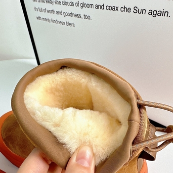 Дамски снежни обувки Tasman кожа - подплата от овча вълна, средно високи, гумена подметка, стелка от овча вълна